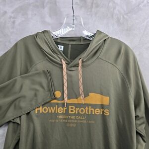 Howler Bro Size Medium Loggerhead Hoodie Olive Green Long Sleeve Pocket fishing